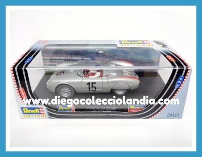 PORSCHE 550 SPYDER #15 " AVUS 1955 " DE REVELL REF / 08363 . TODOS LOS COCHES DE SLOT DE LA WEB, SON COMPATIBLES CON CIRCUITOS SCALEXTRIC, SUPERSLOT, NINCO Y CARRERA............ www.diegocolecciolandia.com . Slot Cars Shop Spain . Tienda Slot, Scalextric Madrid, España.
