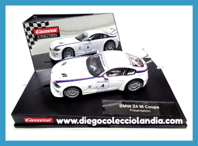 BMW Z4 M COUPE " PRESENTATION " DE CARRERA EVOLUTION REF/ 27207 . TODOS LOS COCHES DE LA WEB, SON COMPATIBLES CON CIRCUITOS SCALEXTRIC, SUPERSLOT, NINCO Y CARRERA.... www.diegocolecciolandia.com . Tienda Slot Scalextric Madrid España . Slot Cars Shop Spain .