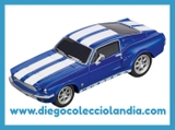 FORD MUSTANG 67 " RACING BLUE " DE CARRERA GO REF / 64146 .  COCHE EN ESCALA 1/43 . COMPATIBLE CON SCALEXTRIC COMPACT .  WWW.DIEGOCOLECCIOLANDIA.COM . TIENDA SCALEXTRIC MADRID ESPAÑA . SLOT CARS SHOP MADRID SPAIN . COCHES EN ESCALA 1/43 DE CARRERA GO COMPATIBLES CON SCALEXTRIC COMPACT .