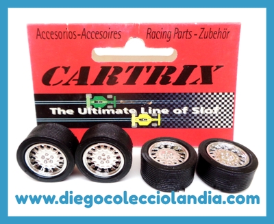 LLANTAS ALFA ROMEO CON NEUMÁTICOS 19x9 RALLADOS GOMA BLANDA DE CARTRIX REF / 1133 . ( 4 UNIDADES ) . www.diegocolecciolandia.com . Tienda Scalextric Slot Madrid España . Accesorios, Recambios y Repuestos Cartrix . Scalextric Store Madrid Spain . Scalextric Shop Spain .