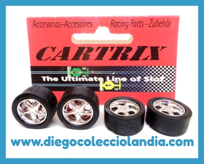 LLANTAS PORSCHE CON NEUMÁTICOS 19x9 RALLADOS GOMA BLANDA DE CARTRIX REF / 1130 . ( 4 UNIDADES ) . www.diegocolecciolandia.com . Tienda Scalextric Slot Madrid España . Accesorios, Recambios y Repuestos Cartrix . Scalextric Store Madrid Spain . Scalextric Shop Spain .