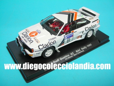 Audi Quattro A2 #8 RAC RAlly 1985 " Per Eklund / Bjorn Cederberg " de Fly Car Model Ref/ 88285 .
TODOS LOS COCHES DE SLOT DE LA WEB, SON COMPATIBLES CON CIRCUITOS SCALEXTRIC, NINCO, SUPERSLOT Y CARRERA....  www.diegocolecciolandia.com . Slot Cars Shop Spain . Tienda Slot, Scalextric Madrid, España.
