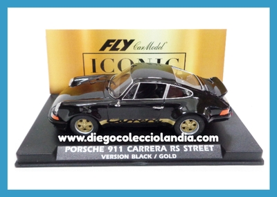 PORSCHE 911 CARRERA RS STREET " ICONIC VERSIÓN BLACK / GOLD " DE FLY CAR MODEL REF / E2104 . REFERENCIA DE LA NUEVA FLY . TODOS LOS COCHES DE LA WEB, SON COMPATIBLES CON CIRCUITOS SCALEXTRIC, SUPERSLOT, NINCO Y CARRERA... www.diegocolecciolandia.com . Tienda Scalextric Madrid España . Scalextric Store Madrid Spain . Scalextric Shop Spain .