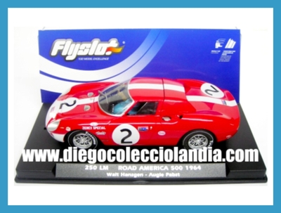 FERRARI 250 LM " ROAD AMERICA 500 1964 " DE FLYSLOT  REF/ 053109 . TODOS LOS COCHES DE LA WEB, SON COMPATIBLES CON CIRCUITOS SCALEXTRIC, SUPERSLOT, NINCO Y CARRERA... www.diegocolecciolandia.com .Tienda Scalextric Madrid España . Slot Cars Shop Madrid Spain . Flyslot Store .