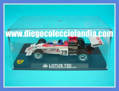  Lotus 72 Lucky Strike #29 " Dave Charlton Grand Prix GB 1972 " de MG VANQUISH REF/ GP02.
TODOS LOS COCHES DE SLOT DE LA WEB, SON COMPATIBLES CON CIRCUITOS SCALEXTRIC, SUPERSLOT, NINCO Y CARRERA.......  www.diegocolecciolandia.com . Tienda Slot Scalextric Madrid España . Slot Cars Shop Spain 