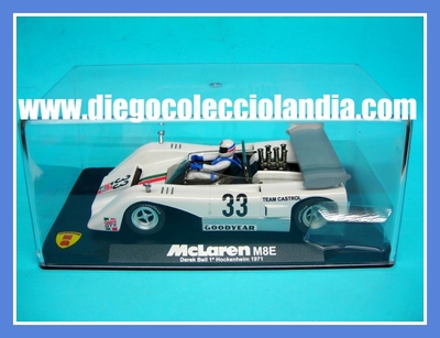 McLaren M8E #33 Team Castrol " Derek Bell 1° Hockenheim 1971 Can-Am " DE MG VANQUISH REF/ CA62 . TODOS LOS COCHES DE SLOT DE LA WEB, SON COMPATIBLES CON CIRCUITOS SCALEXTRIC, SUPERSLOT, NINCO Y CARRERA........................... www.diegocolecciolandia.com . Slot Cars Shop Madrid, Spain. Tienda Slot, Scalextric Madrid, España.

