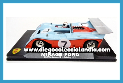 MIRAGE FORD GULF #7 " 12H. SEBRING 1972 " DE MG VANQUISH REF/ LM22 . TODOS LOS COCHES DE LA WEB, SON COMPATIBLES CON CIRCUITOS SCALEXTRIC, SUPERSLOT, NINCO Y CARRERA.... www.diegocolecciolandia.com . Tienda Slot Scalextric Madrid España. Slot Cars Shop Madrid Spain .
