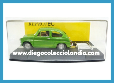 SEAT 600 " VERDE " CON BACA PORTAEQUIPAJES DE REPROTEC REF / 1961 .TODOS LOS COCHES DE LA WEB, SON COMPATIBLES CON CIRCUITOS SCALEXTRIC, SUPERSLOT, NINCO Y CARRERA...  www.diegocolecciolandia.com . Tienda Scalextric Slot Madrid España . Slot Cars Shop Madrid Spain .