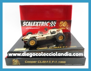 COOPER CLIMAX F1 1959 " 50º ANIVERSARIO SCALEXTRIC " DE SCALEXTRIC REF / A10107S300 . EDICIÓN LIMITADA Y NUMERADA . TODOS LOS COCHES DE LA WEB, SON COMPATIBLES CON CIRCUITOS SCALEXTRIC, SUPERSLOT, NINCO Y CARRERA.... WWW.DIEGOCOLECCIOLANDIA.COM . TIENDA SLOT SCALEXTRIC MADRID ESPAÑA . SLOT CARS SHOP MADRID SPAIN