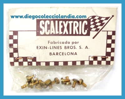 BOLSA 12 TORNILLOS PARA GUIA BLANCA DE SCALEXTRIC / EXIN REF / 5705 . BLISTER TOTALMENTE NUEVO SIN ABRIR .  www.diegocolecciolandia.com . Tienda Scalextric Madrid . Tienda Slot Madrid . Recambios, repuestos y accesorios Scalextric Exin .