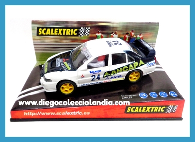 MITSUBISHI LANCER " ANCAP " DE SCALEXTRIC REF / 6001 . TODOS LOS COCHES DE LA WEB, SON COMPATIBLES CON CIRCUITOS SCALEXTRIC, SUPERSLOT, NINCO Y CARRERA...  www.diegocolecciolandia.com  . Tienda Scalextric Madrid. Tienda Slot Madrid . Tienda Scalextric España . Tienda Slot España .