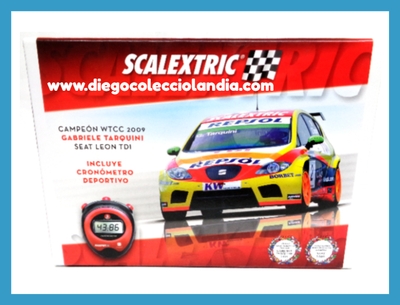 SEAT LEÓN TDI " GABRIELE TARQUINI / CAMPEÓN WTCC 2009 " DE SCALEXTRIC REF/ 6479 . INCLUYE CRONÓMETRO DEPORTIVO . TODOS LOS COCHES DE LA WEB, SON COMPATIBLES CON CIRCUITOS SCALEXTRIC, SUPERSLOT, NINCO Y CARRERA.... www.diegocolecciolandia.com .  Tienda Scalextric Madrid España. Slot Cars Shop Madrid Spain . Scalextric Store Spain .