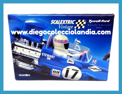 TYRRELL FORD 001 #17 " JACKIE STEWART " 1971 DE SCALEXTRIC . SERIE VINTAGE REF/ 6178 . TODOS LOS COCHES DE LA WEB, SON COMPATIBLES CON CIRCUITOS SCALEXTRIC, SUPERSLOT, NINCO Y CARRERA... www.diegocolecciolandia.com . Tienda Scalextric Slot Madrid España . Slot Cars Shop Madrid Spain . Scalextric Shop Spain .
