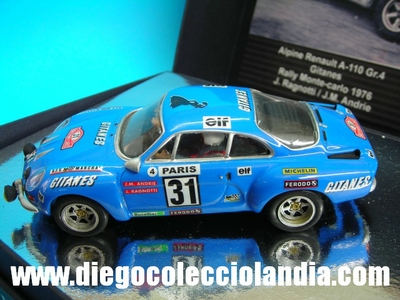 Alpine Renault A-110 Gr.4 Gitanes #31.Rally Monte Carlo 1976. "J.Ragnotti / J.M. Andrie de Slot Real Car. TODOS LOS COCHES DE SLOT DE LA WEB, SON COMPATIBLES CON CIRCUITOS SCALEXTRIC, SUPERSLOT, NINCO Y CARRERA........................... www.diegocolecciolandia.com . Slot Cars Shop Madrid, Spain. Tienda Slot, Scalextric Madrid, España.
