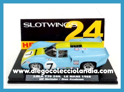 LOLA T70 " 24H LE MANS 1968 " DE SLOTWINGS REF/ W004-02. TODOS LOS COCHES DE SLOT DE LA WEB, SON COMPATIBLES CON CIRCUITOS SCALEXTRIC, SUPERSLOT, NINCO Y CARRERA........................... www.diegocolecciolandia.com . Slot Cars Shop Spain. Tienda Slot, Scalextric Madrid, España.