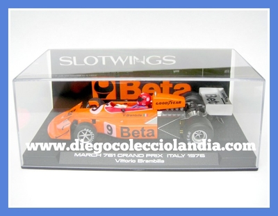 MARCH 761 " GRAND PRIX ITALY 1976 " DE SLOTWINGS REF/ W045-02. TODOS LOS COCHES DE SLOT DE LA WEB, SON COMPATIBLES CON CIRCUITOS SCALEXTRIC, SUPERSLOT, NINCO Y CARRERA........................... www.diegocolecciolandia.com . Slot Cars Shop Spain. Tienda Slot, Scalextric Madrid, España.