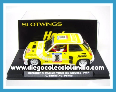 RENAULT 5 " RALLYE TOUR DE CORSE 1984 " DE SLOTWINGS REF/ W037-01. TODOS LOS COCHES DE LA WEB, SON COMPATIBLES CON CIRCUITOS SCALEXTRIC, SUPERSLOT, NINCO Y CARRERA.... www.diegocolecciolandia.com . Slot Cars Shop Madrid Spain . Tienda Slot Scalextric Madrid España .