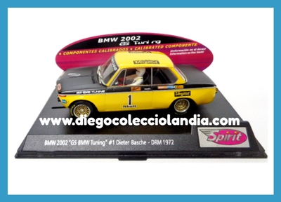BMW 2002 #1 " GS TUNING / DRM 1972 " DE SPIRIT REF/ 0601305 . TODOS LOS COCHES DE LA WEB, SON COMPATIBLES CON CIRCUITOS SCALEXTRIC, SUPERSLOT, NINCO Y CARRERA..... www.diegocolecciolandia.com . Slot Cars Shop Madrid Spain . Tienda Slot Scalextric Madrid España .