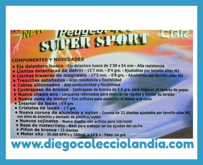 PEUGEOT 406 SUPER SPORT DE SPIRIT REF / 0501115 . COCHE CON COMPONENTES Y MOTOR DE COMPETICIÓN .TODOS LOS COCHES DE LA WEB SON, COMPATIBLES CON CIRCUITOS SCALEXTRIC, NINCO, SUPERSLOT Y CARRERA..... www.diegocolecciolandia.com . Tienda Slot Scalextric Madrid España . Slot Cars Shop Madrid Spain .
