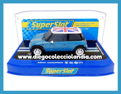 MINI COOPER " ROAD CAR BLUE " DE SUPERSLOT REF/ H2992 . TODOS LOS COCHES DE LA WEB, SON COMPATIBLES CON CIRCUITOS SCALEXTRIC, SUPERSLOT, NINCO Y CARRERA....  www.diegocolecciolandia.com . Slot Cars Shop Madrid  Spain . Tienda Slot Scalextric Madrid España . Scalextric Store Madrid .