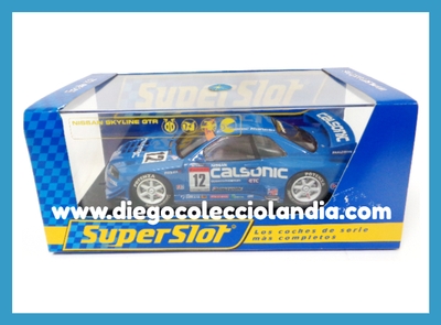NISSAN SKYLINE GTR " CALSONIC " DE SUPERSLOT REF/ S2638 .TODOS LOS COCHES DE LA WEB, SON COMPATIBLES CON CIRCUITOS SCALEXTRIC, SUPERSLOT, NINCO Y CARRERA...  www.diegocolecciolandia.com . Tienda Scalextric Slot Madrid España . Slot Cars Shop Madrid Spain .